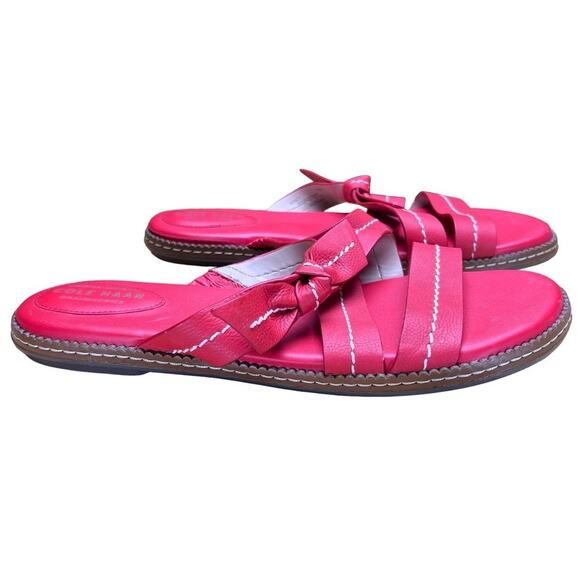Cole Haan Grandseries Leather Strappy Flat Sandals Size 9.5 Red Cloudfeel Soft - Picture 1 of 8